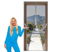 Cortina Magnética 74 x 267 cm Magnético Automático Mosquitera Puerta Exterior Transpirables Proteja a su Familia de Los Mosquitos para Puertas de Patio y Balconeras, Gris