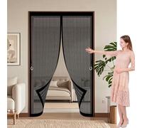 Cortina Magnética 95 x 100 cm Cierre Automático de Arriba a Abajo, Mantiene El Aire Fresco Dentro y Los Bichos Fuera Rede Mosquito Porta Magnética para Puertas Del Balcón, Negro