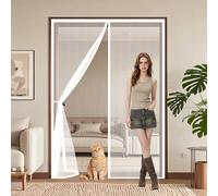 Cortina Mosquitera 100 x 160 cm Transpirables Antimosquitos, Sin Taladros, Magnético Automático, Con Velcra, Cortina Contra Mosquitos con Imanes para Pasillos Balcn Puertas, Blanco