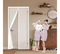 Cortina Mosquitera 110 x 160 cm Transpirables Antimosquitos, Sin Taladros, Magnético Automático, Con Velcra, Mosquitera para Puerta a Medida para Pasillos Balcn Puertas, Blanco