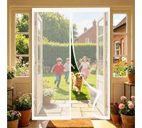 Cortina Mosquitera 120 x 195 cm Malla Ultrafina, Transpirables, Fácil Instalación Adhesiva Mosquitera para Puerta Mosquiteras Magneticas para Puertas para Cocina, Comedor, Blanco
