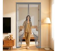 Cortina Mosquitera 90 x 190 cm Malla Imanes de Poliéster Imanes, Se Cierra Automáticamente Mosquitera para Puerta Mosquiteras Magneticas para Puertas para Cocina, Comedor, Gris
