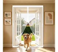 Cortina Mosquitera 90 x 190 cm Malla Ultrafina, Transpirables, Fácil Instalación Adhesiva Magnético Cortina para Protección Contra Insectos para Cocina, Comedor, Blanco