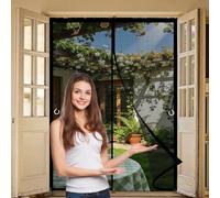 Cortina Mosquitera Magnetica 100 x 160 cm Cierre Automático, sin Taladrar Cortina Mosquitera Magnética Fácil de Instalar, Antimosquitos, Malla Fina para Garaje O Patio, Negro