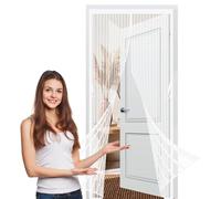 Cortina Mosquitera Magnetica 100 x 160 cm Contra Respirable, con Imanes Mosquitera para Puerta Fácil Instalación, Mantiene El Aire Fresco Corredera de Patio, Blanco