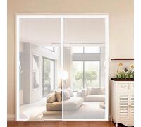 Cortina Mosquitera Magnetica 120 x 185 cm Contra Respirable, con Imanes Cortina Magnética Fácil Instalación, Mantiene El Aire Fresco para Puerta Doble Balcón, Blanco