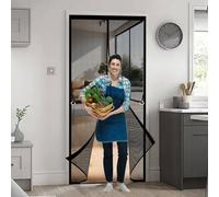 Cortina Mosquitera Magnetica 120 x 185 cm Contra Respirable, con Imanes Cortina Mosquitera Exterior Fácil Instalación, Mantiene El Aire Fresco Corredera de Patio, Negro