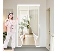 Cortina Mosquitera Magnética 90 x 190 cm Cierre Automático de Arriba a Abajo, Mantiene El Aire Fresco Dentro y Los Bichos Fuera Cortinas Antimosquitos para Puertas Del Balcón, Blanco