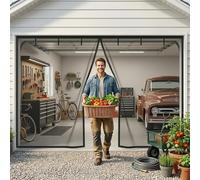 Cortina Mosquitera Magnetica para Garaje, Malla de Fibra de Vidrio Retráctil y Pesada 213cm 274cm 320cm Puerta de Pantalla Protectora Contra Insectos Moscas para Patio Balcón(Black,381x290cm)