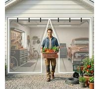 Cortina Mosquitera Magnetica para Garaje, Malla de Fibra de Vidrio Retráctil y Pesada 213cm 274cm 320cm Puerta de Pantalla Protectora Contra Insectos Moscas para Patio Balcón(White,183x244cm)