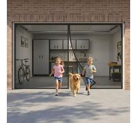 Cortina Mosquitera Magnetica para Garaje y Cochera, Malla de Pantalla de Fibra de Vidrio, Puerta Magnética Auto Cierre Sin Taladrar para Exterior, Apto para Mascotas(Black,472x274cm)