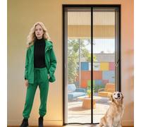 Cortina Mosquitera Puerta 120 x 150 cm Transpirables Antimosquitos, Sin Taladros, Magnético Automático, Con Velcra, Mosquitera Puerta Magnética para Pasillos Balcn Puertas, Negro