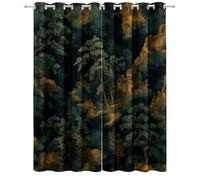 Cortina Ocultante Pintura Paisaje Mítico Cortina Térmica Aislante Anti Frío L 91,5 X H 214 cm (2 paneles), Chino Ocultante Cortinas Interiores con Ojales para Dormitorio Salón