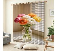 Cortina Opaca 140x250 cm Flores Naranjas y Amarillas Cortinas Salon Modernas 2 Piezas 3D Plantas de Verano Cortinas Termicas Aislantes Frio Y Calor con Ojales para Dortmitorio Matrimonio C.1676