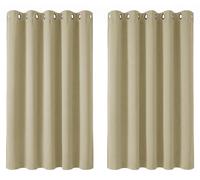 Cortina opaca Deconovo con ojales, cortina de ventana, cortina térmica, color beige, tamaño 138 cm de alto x 168 cm de ancho (paquete de 2 unidades)