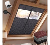 Cortina Opaca Termica Aislante Sin Taladro, Kit de Aislamiento de Ventana | Cortina Aislante Térmica Ventanas Oxford, Cubierta Reutilizable Autoadhesiva para Buhardillas(Black-Zipper,W120*H140cm)
