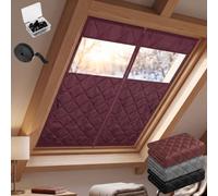 Cortina Opaca Termica Aislante Sin Taladro, Kit de Aislamiento de Ventana | Cortina Aislante Térmica Ventanas Oxford, Cubierta Reutilizable Autoadhesiva para Buhardillas(Deep Red-Zipper,W130*H270cm)