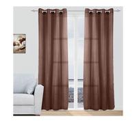 Cortina para Ventana Dormitorio Translúcidas Visillos , Pack de 2 Piezas con Anillos Plateados para Ventana, 150 X 260 CM. Ideal para decorar las estancias de su hogar. comedor, habitación, cocina. Br