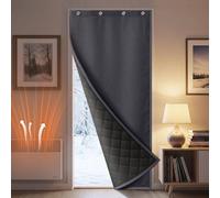Cortina térmica autoadhesiva, impermeable, de doble capa de poliéster, aislante térmico y acústico, disponible con ojales o con tiras adhesivas, lavable, en varios tamaños