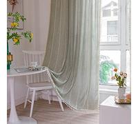 Cortinas bohemias de granja verde salvia para dormitorio, sala de estar, 243 cm de largo, 2 paneles de cortinas texturizadas de campo francés, a rayas, bohemias de granja, para tratamiento de ventanas