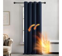 Cortina opaca Deconovo con ojales para sala de estar, cortina térmica para aislamiento del frío, 260x140 cm (alto x ancho), azul oscuro, 1 unidad