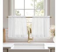 Cortinas cortas para interiores y exteriores - 2 unidades - Cortinas transparentes de vidrio blancas para ventanas - Cortinas de voile modernas para la cocina - Con bolsa