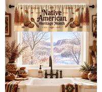 Cortinas de cocina con cita de sopa de cosecha otoñal, 132 x 45 cm | Paisaje de cabaña, hojas de otoño, estilo rústico, entusiastas de la granja, ventana de fregadero de cocina
