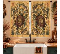Cortinas de cocina con diseño de tortuga marina y trucha, 71 x 99 cm | trucha natación, suroeste estilo rústico, amantes de la vida silvestre, ventana de fregadero de cocina