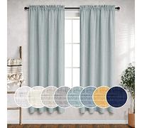 Cortinas de Color Verde Azulado de 160 cm de Largo para Dormitorio, 2 Paneles, Bolsillo para Barra, Cortinas de Lino Suave y aireado, filtrado de luz, Semitransparente, privacidad, Playa, Cortina