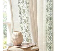 Cortinas de lino, estampado floral vintage, 140x145 cm, que filtran la luz, ideales para el salón