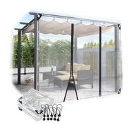 Cortinas de lona transparente con cremallera, paneles laterales de lona impermeable resistentes para pérgola al aire libre, patio, cenador, cubierta transparente para protección contra la intemperie