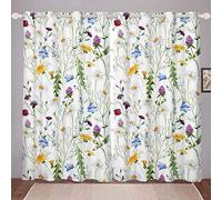 Cortinas de ventana de manzanilla de acuarela para niñas y niños trébol cortinero botánico floral ventana tratamientos flor flores silvestres cortina de ventana colorida W46*L72