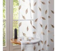 Cortinas de voile modernas - 2 unidades de 140x245 cm - Telas translúcidas con bordados - Cortinas con ojales