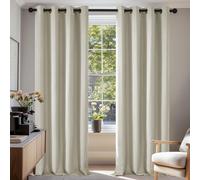 Cortinas Deconovo cortas para sala de estar, con ojales, cortinas opacas, color crema