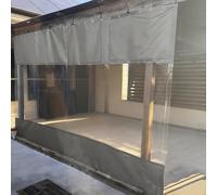 Cortinas Exteriores Impermeables Transparentes, Paneles Laterales Impermeables para Cenador con Ojales, Separador De Ambientes Antidesgarro para Pérgola, Porche Y Terraza (2,2 × 2,8 M, Lado Gris)