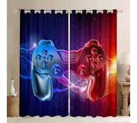 Cortinas Galaxy Gamepad para niños, Modernas Cortinas degradadas Videojuego y Ventanas, Cortinas novedosas Parade Sala de Juegos, Azul, Rojo, 46 x 54