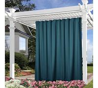 Cortinas impermeables de lino verde azulado para patio, 254 x 213 cm, diseño de cabecera 4 en 1, resistente a la decoloración, ideal para balcón y toldo, incluye alzapaños de cuerda, 1 panel