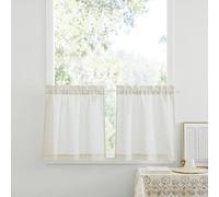 Cortinas listas para colgar - Tamaño pequeño: 60x60 cm - Lino - Transpirables - Filtro de luz - 2 unidades - Decoración para ventanas