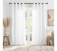 Cortinas modernas para sala de estar: cortinas blancas semitransparentes con ojales, ideales para dormitorios, comedores y salones
