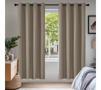 Cortinas modernas para sala de estar, opacas, con ojales, color taupe (Deconovo)