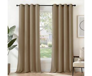 Cortinas modernas para sala de estar, opacas, con ojales, color taupe (Deconovo)