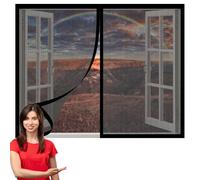 Cortinas Mosquitera Ventana 105 x 105 cm Mantiene Insectos, Moscas y Mosquitos Fuera Mosquitera Ventana Lavables para Ventanasde Balcón, Ventanasde Patio, Sala, Negro