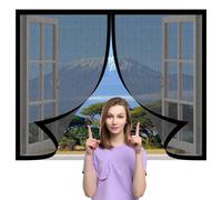 Cortinas Mosquitera Ventana 105 x 115 cm Protección Contra Mosquitos y Moscas Mosquitera Ajustable Ventanas Lavables para Todas Las Ventanas, Negro