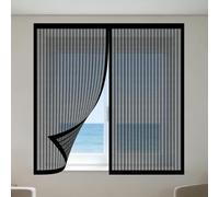 Cortinas Mosquitera Ventana 110 x 150 cm Imanes Se Cierran Automáticamente Cortinas Mosquitera Ventana Lavables para Balcón Corredera Terraza, Negro