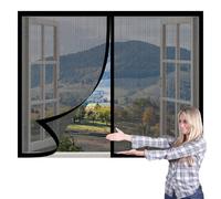 Cortinas Mosquitera Ventana 110 x 150 cm Protección Contra Mosquitos y Moscas Mosquitera Magnética Ventanas Lavables Adecuada para Decoración Del Hogar, Negro