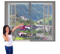 Cortinas Mosquitera Ventana 125 x 165 cm Mantiene Insectos, Moscas y Mosquitos Fuera Mosquiteras Ventanas Magnética Fácil de Ensamblar Autoadhesivo para Todas Las Ventanas, Gris