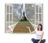 Cortinas Mosquitera Ventana 50 x 120 cm Imanes Se Cierran Automáticamente Window Mosquito Net Fácil de Ensamblar Autoadhesivo Adecuada para Decoración Del Hogar, Blanco