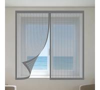 Cortinas Mosquitera Ventana 75 x 110 cm Imanes Se Cierran Automáticamente Cortinas Mosquitera Ventana Lavables para Balcón Corredera Terraza, Gris