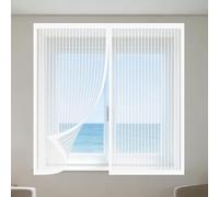 Cortinas Mosquitera Ventana 75 x 110 cm Imanes Se Cierran Automáticamente Cortinas Mosquitera Ventana Lavables para Balcón Corredera Terraza, Blanco
