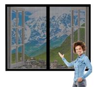 Cortinas Mosquitera Ventana 80 x 145 cm Mantiene Insectos, Moscas y Mosquitos Fuera Cortinas Mosquitera Ventana Lavables para Exterior Jardín Balcón Salón Casa Tienda, Negro